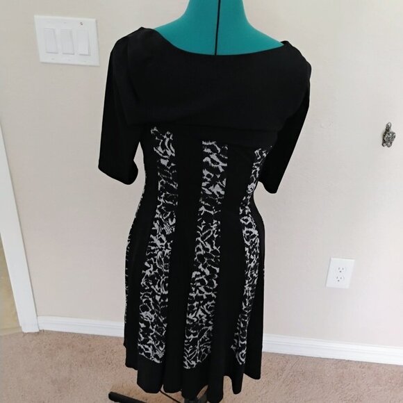 Connected apparel dress short sleeve black and white - Picture 3 of 11